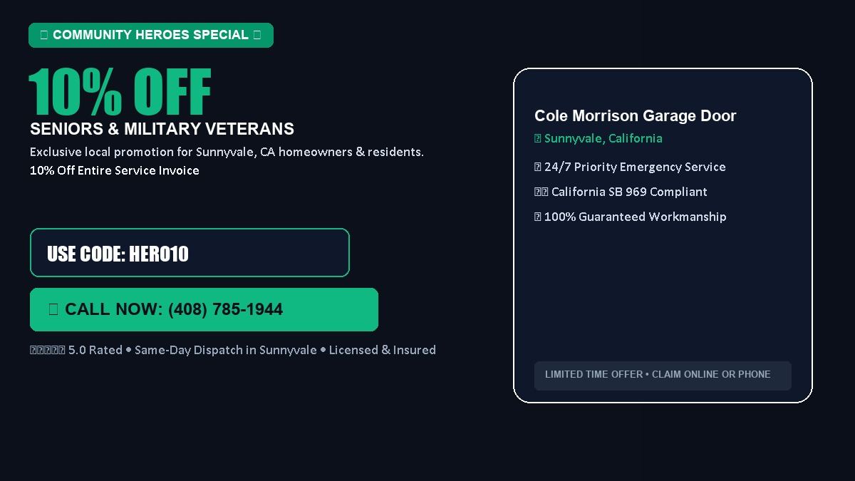Cole Morrison Garage Door Services 10% OFF Seniors & Military Veterans